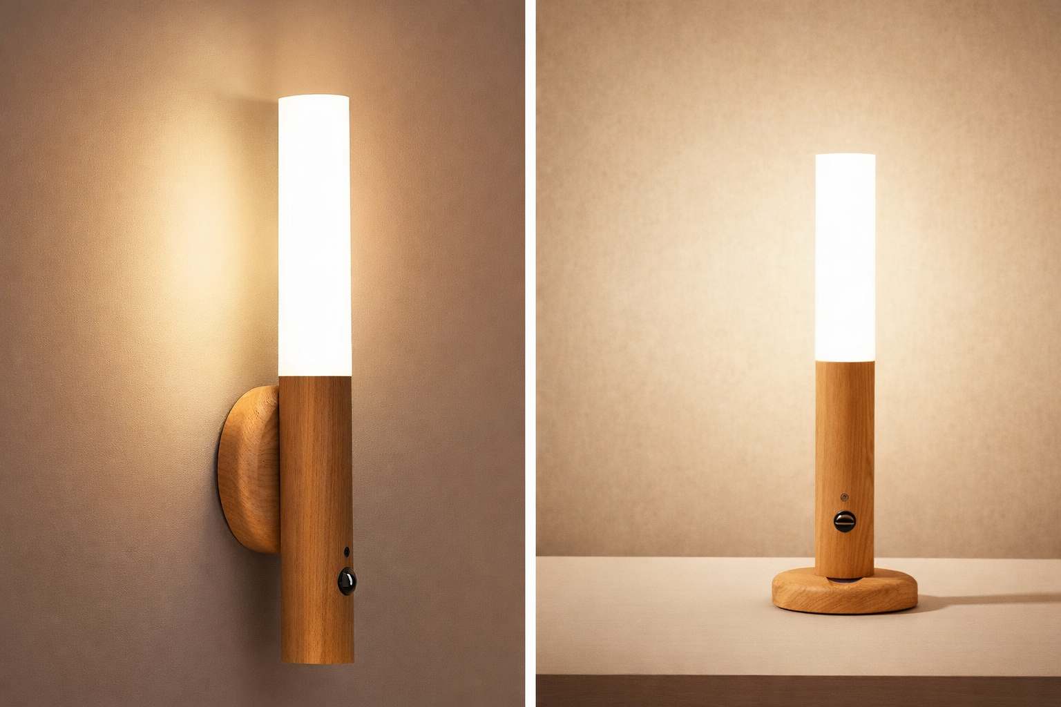 Lampka nocna LED z czujnikiem – bezprzewodowa, USB, montaż magnetyczny