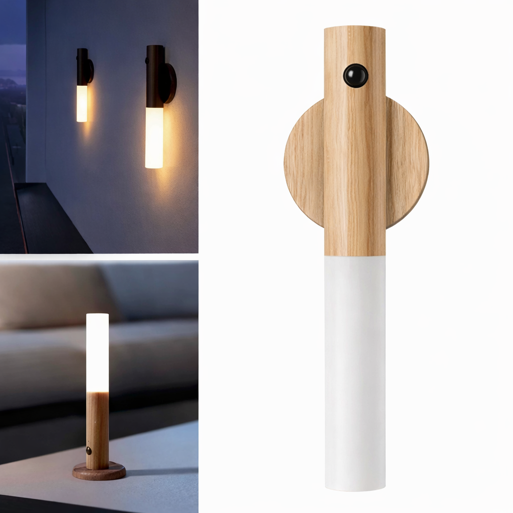 Lampka nocna LED z czujnikiem – bezprzewodowa, USB, montaż magnetyczny